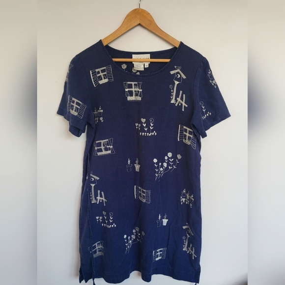 Vintage Linen Embroidered Dress - Picture 1 of 7